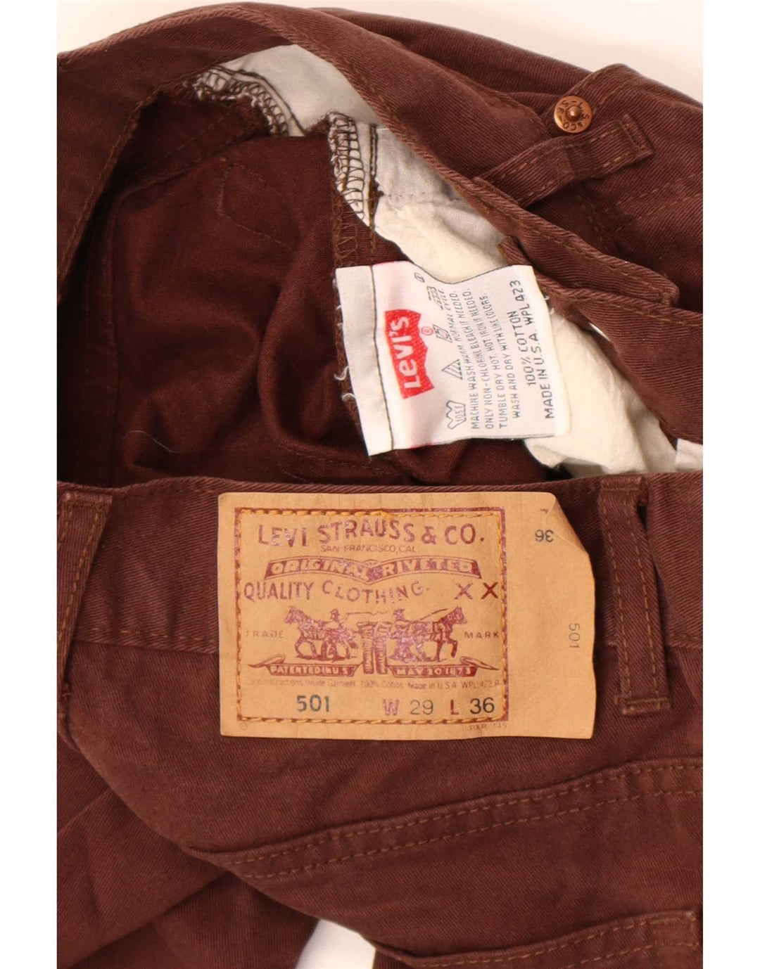 Levi's Womens 501 Straight Jeans W29 L32 Καφέ Βαμβακερό