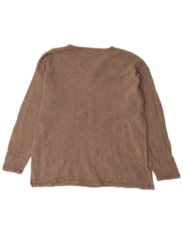 EDDIE BAUER Γυναικείο πουλόβερ με λαιμόκοψη μεγάλου μεγέθους UK 14 Μεσαίο καφέ