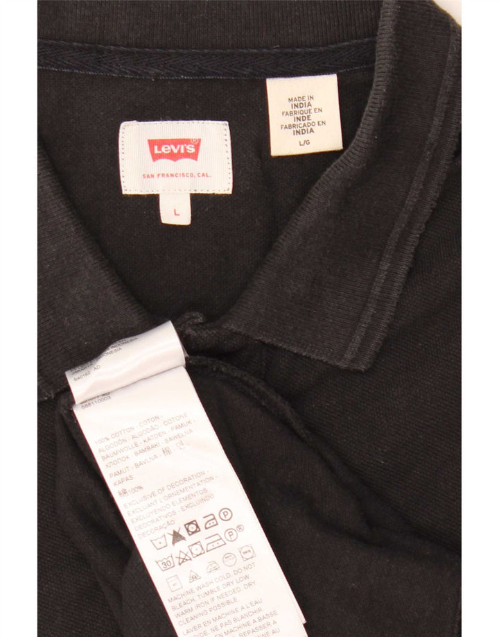 Ανδρικό πουκάμισο πόλο Levi's μεγάλο μαύρο βαμβακερό