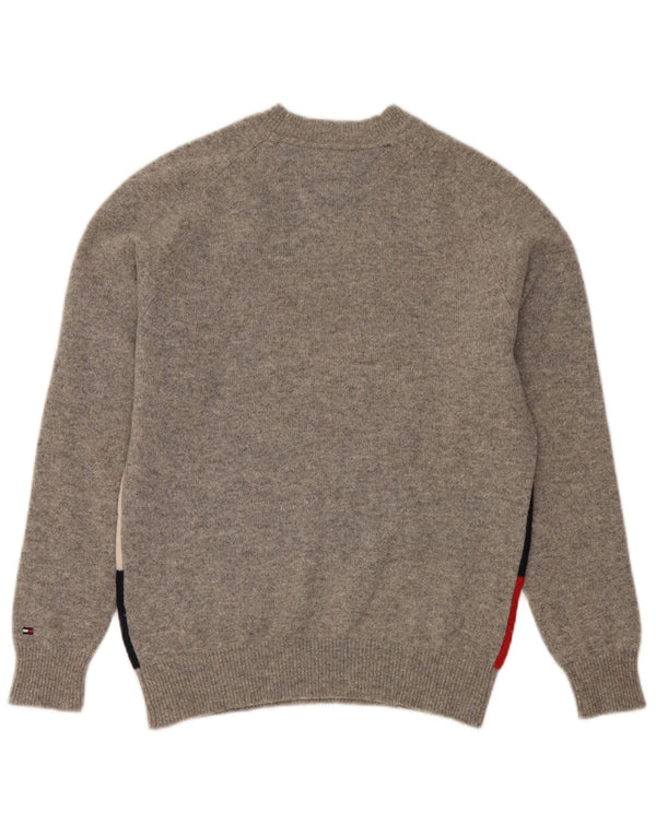 Tommy Hilfiger Γυναικείο πουλόβερ με λαιμόκοψη UK 10 Small Grey Geometric