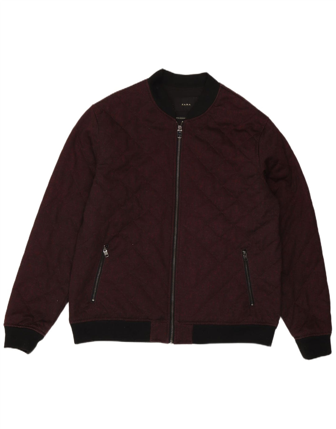 Zara Ανδρικό καπιτονέ Bomber Jacket UK 44 2XL Βουργουνδίας