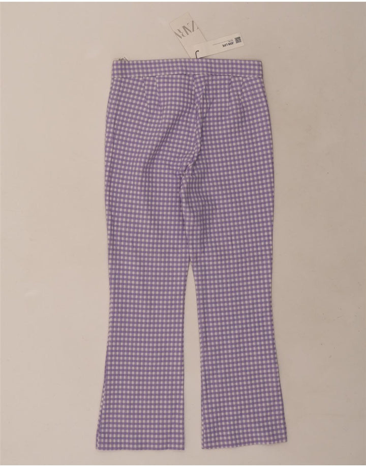 Zara Γυναικείο Bootcut Cropped Παντελόνι Medium W28 L25 Purple Gingham