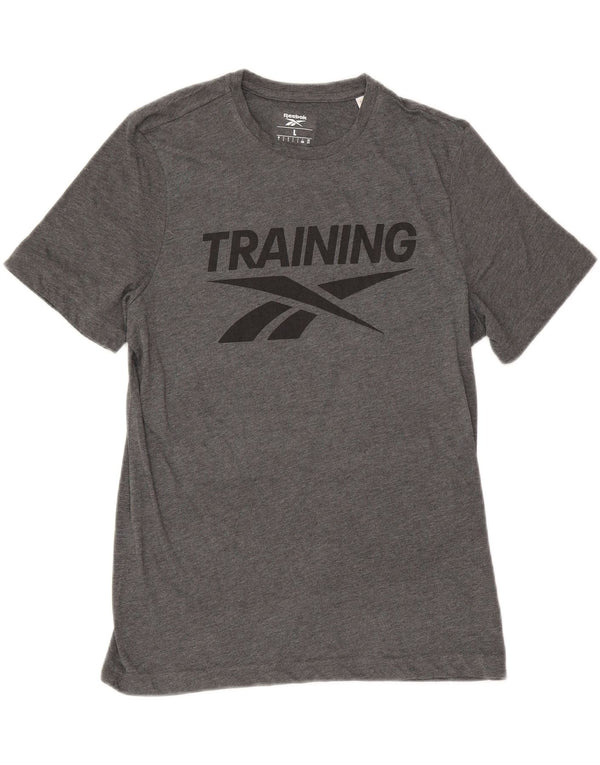 Ανδρικό γραφικό μπλουζάκι Reebok Regular Fit Top Large Grey Flecked Polyester