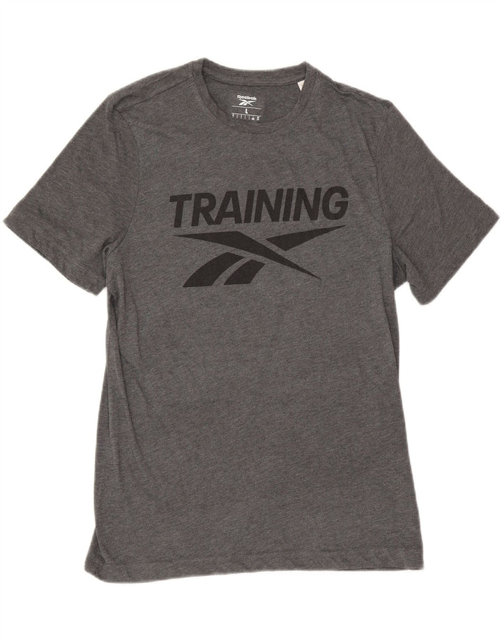 Ανδρικό γραφικό μπλουζάκι Reebok Regular Fit Top Large Grey Flecked Polyester