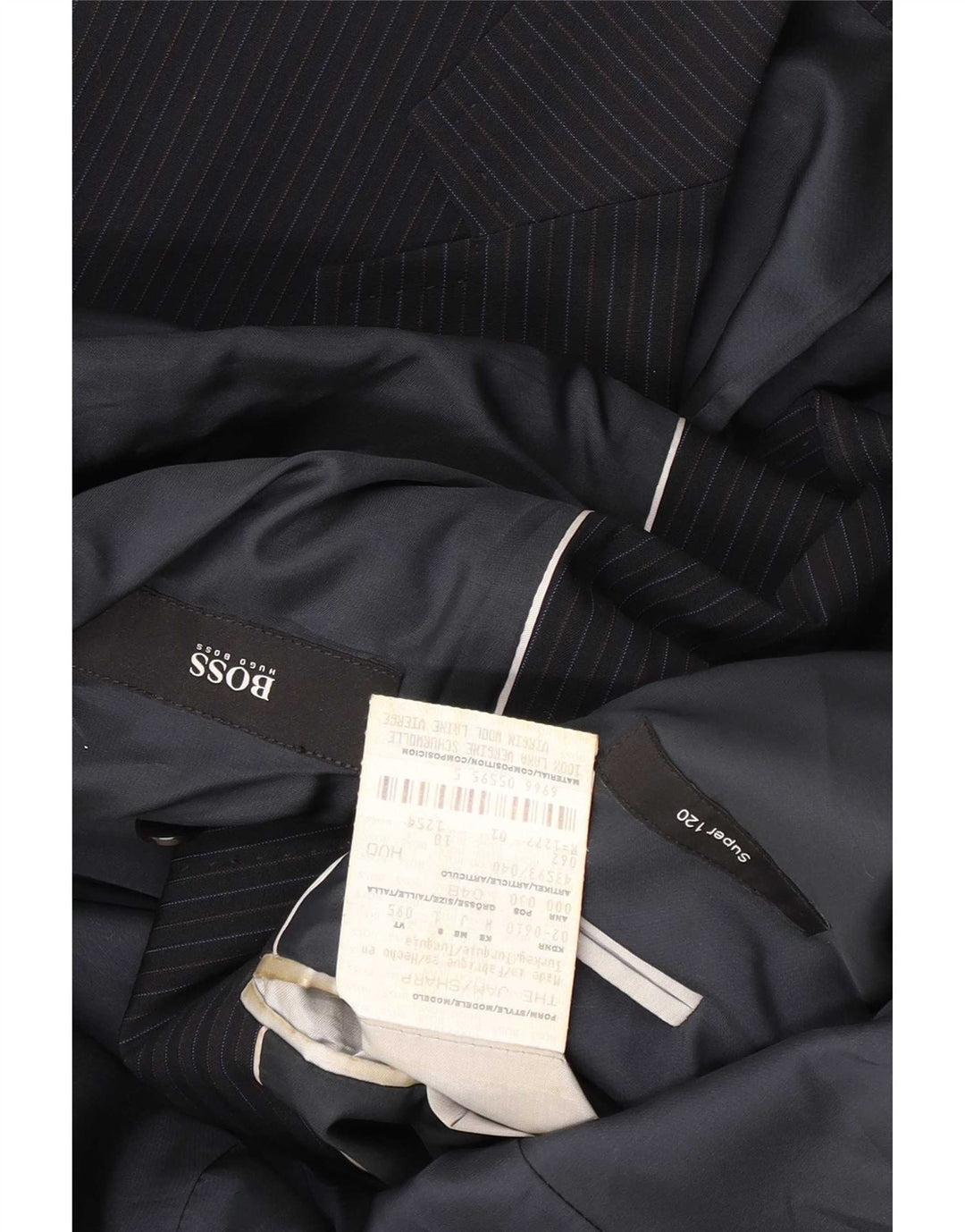 Ανδρικό τζάκετ μπλέιζερ Hugo Boss με 2 κουμπιά EU 48, μεσαίο μπλέ ριγέ