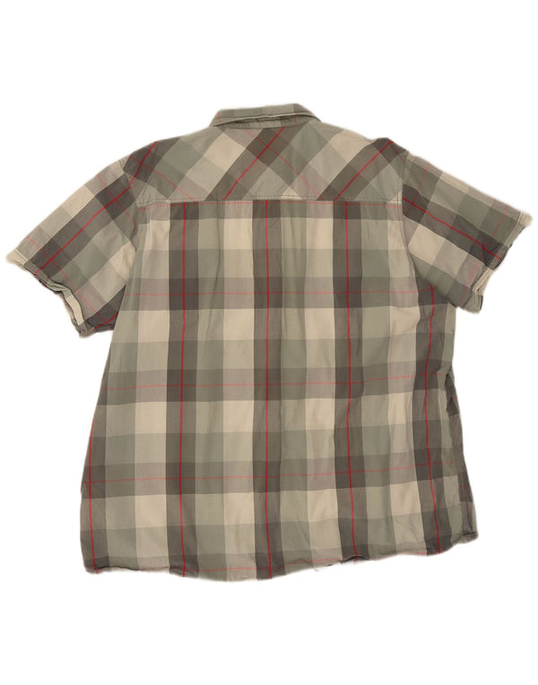 Ανδρικό κοντομάνικο πουκάμισο Weird Fish 3XL Χακί Check Cotton