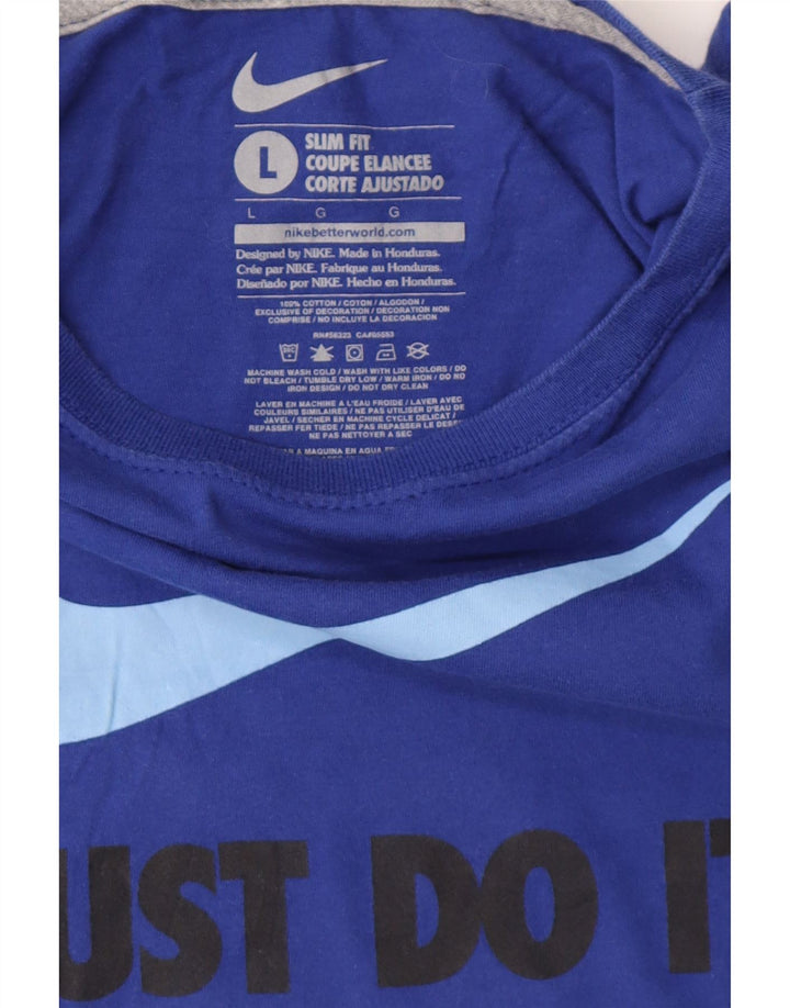 Γυναικείο γραφικό μπλουζάκι NIKE Slim Fit Top UK 14 μεγάλο μπλε βαμβακερό