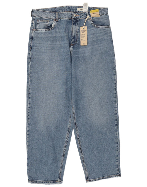 MARKS & SPENCER Γυναικεία βαρέλι ψηλόμεσα τζιν UK 16 μεγάλα W34 L28 μπλε