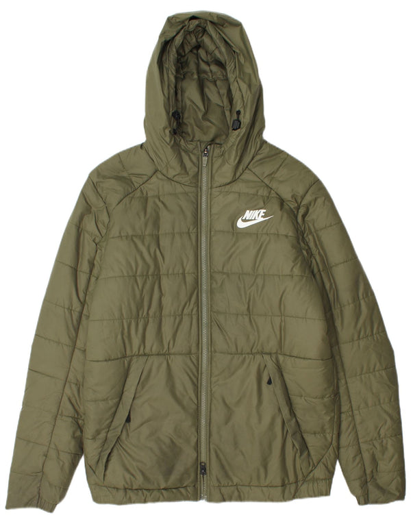 Ανδρικό μπουφάν με κουκούλα Nike UK 38 Medium Khaki Polyester