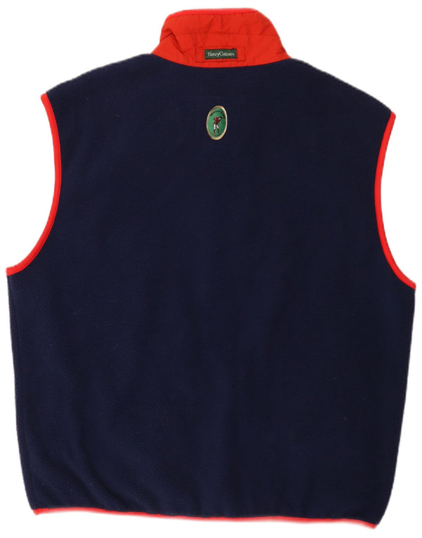 Henry Cottons Mens Fleece Gilet UK 40 Large Navy Blue Colorblock Πολυεστέρας