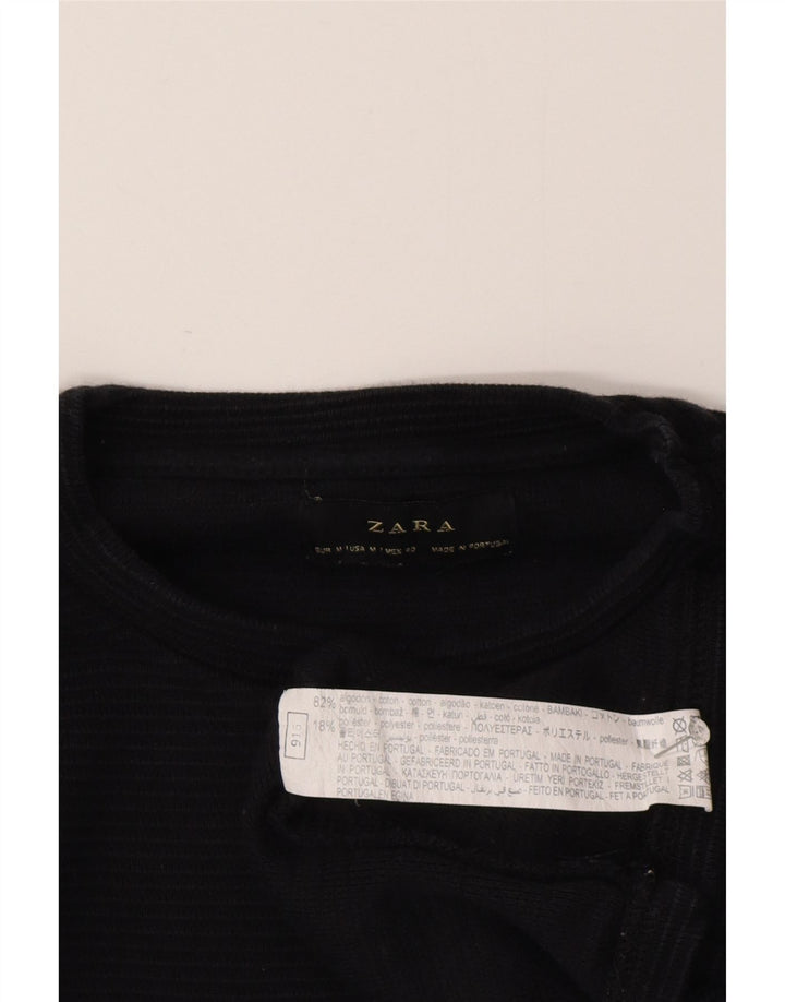Ανδρικό τοπ Zara μακρυμάνικο μεσαίο μαύρο βαμβακερό