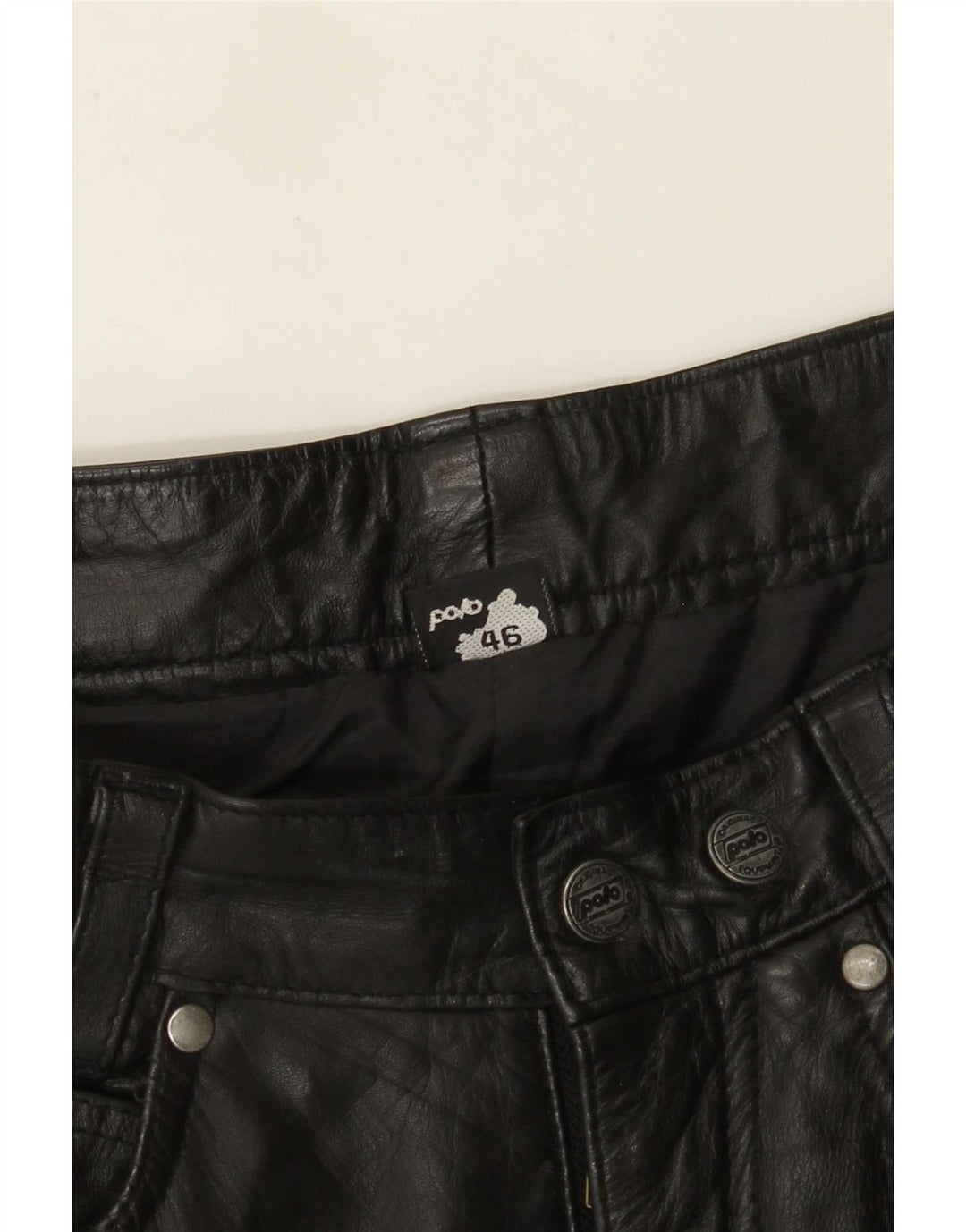 Ανδρικό Δερμάτινο Λεπτό Παντελόνι POLO IT 46 Small W28 L26 Μαύρο