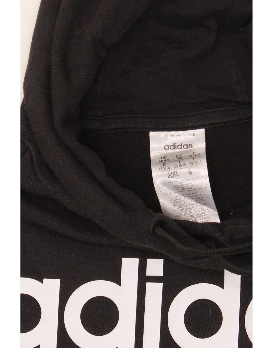 ADIDAS Γυναικείο Γραφικό Hoodie Jumper UK 4/6 XS Μαύρο