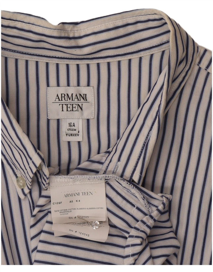 Armani Boys πουκάμισο 15-16 ετών Λευκό ριγέ βαμβακερό