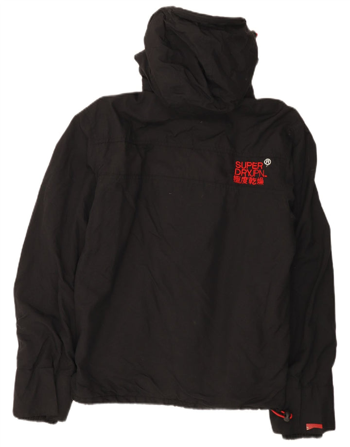 Superdry γυναικείο τζάκετ με κουκούλα αντιανεμικό UK 14 μεσαίο μαύρο νάιλον