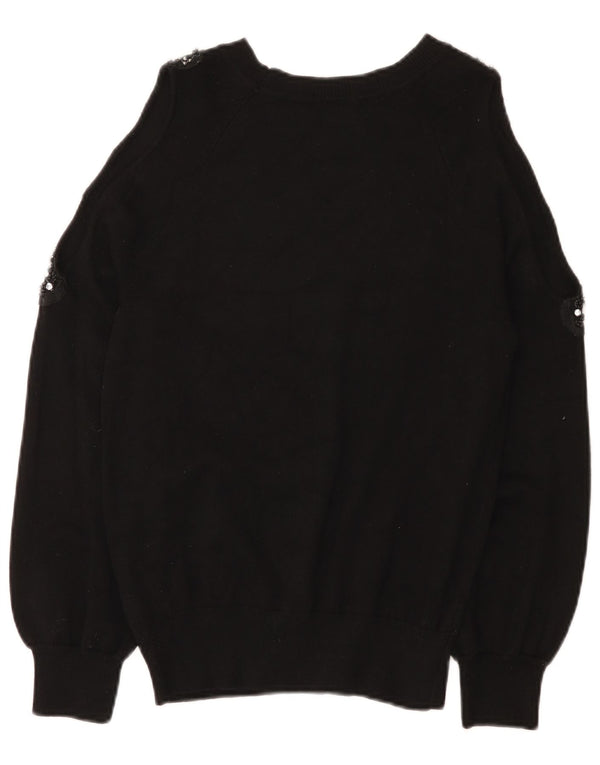 Topshop Γυναικείο πουλόβερ με λαιμόκαυστο UK 8 Small Black Viscose