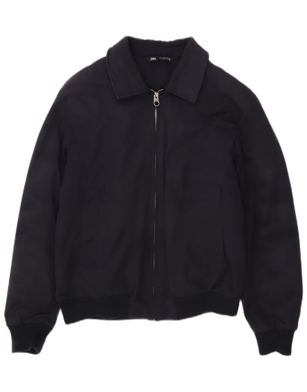 Zara Ανδρικό Bomber Jacket UK 38 Medium Navy Blue Polyester