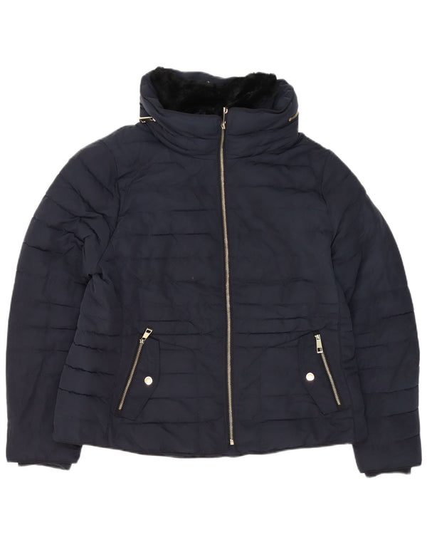 Marks & Spencer Γυναικείο μπουφάν με επένδυση UK 18 XL Navy Blue Polyester