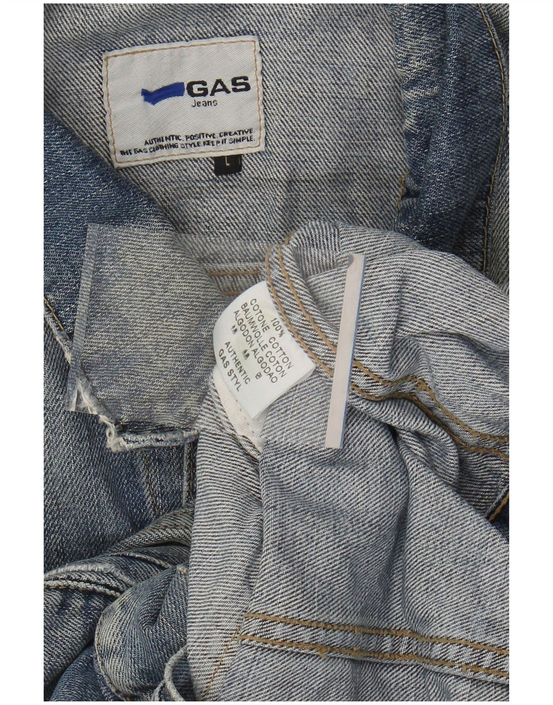 Ανδρικό τζιν μπουφάν GAS Acid Wash UK 40 Large Blue Cotton