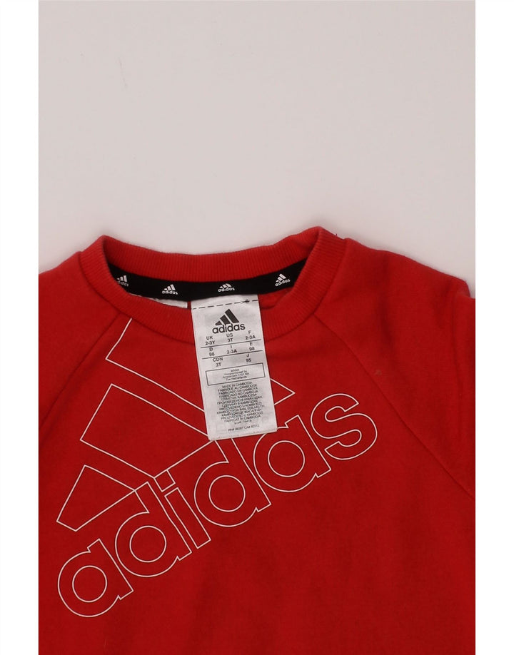 Γραφικό Φούτερ Adidas Boys Jumper 2-3 ετών Κόκκινο βαμβακερό