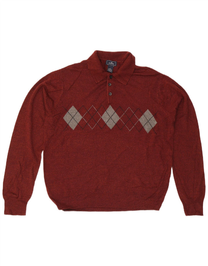 Ανδρικό πουλόβερ Dockers Polo Neck, Μεσαίο μπορντό Argyle/Diamond