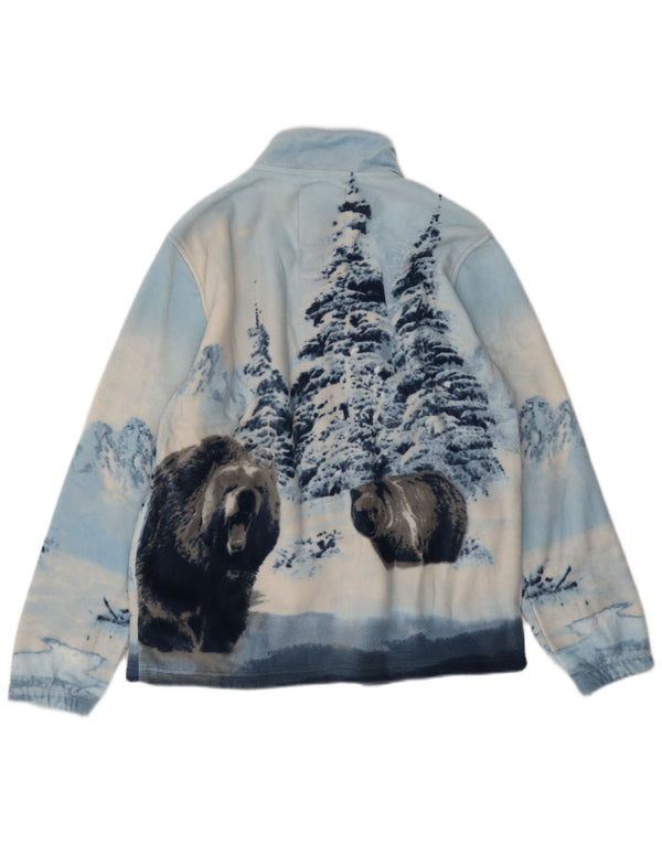 Ανδρικό Atlas For Mens Graphic Fleece Jacket UK 38 Medium Blue Animal Print
