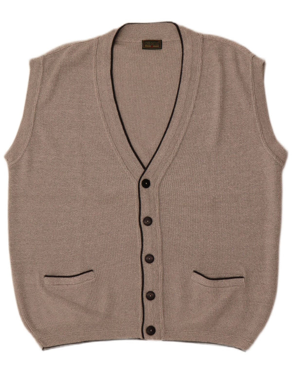 Conte Massimo Mens Sleeveless Cardigan Sweater Medium Grey Cotton