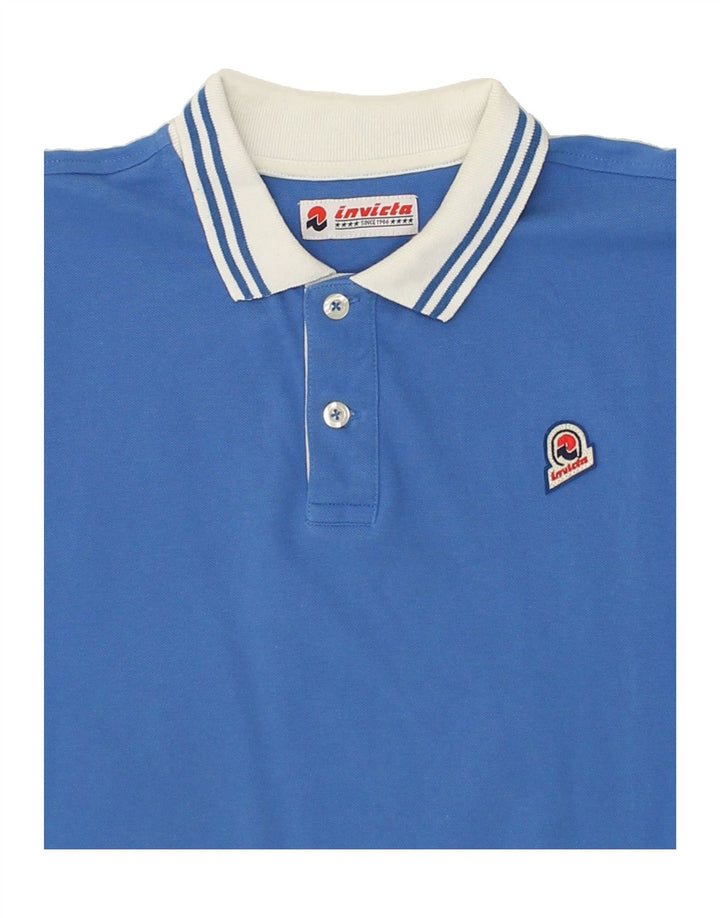 INVICTA Mens Slim Polo Shirt XL Blue Cotton | Vintage Invicta | Thrift | Second-Hand Invicta | Used Clothing | Messina Hembry 