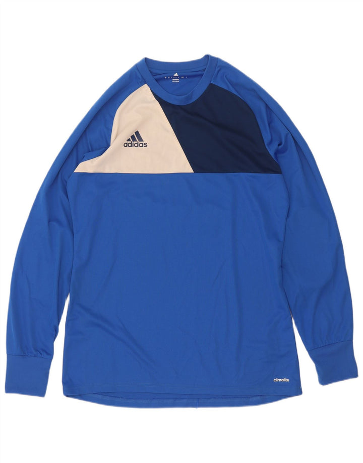 Ανδρικό τοπ Adidas Climalite με μακρυμάνικο μπλε χρώματος πολυεστέρας
