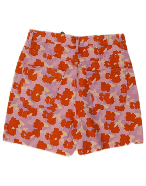 ZARA Womens High Waist Denim Shorts EU 36 Small W26  Multicoloured Floral