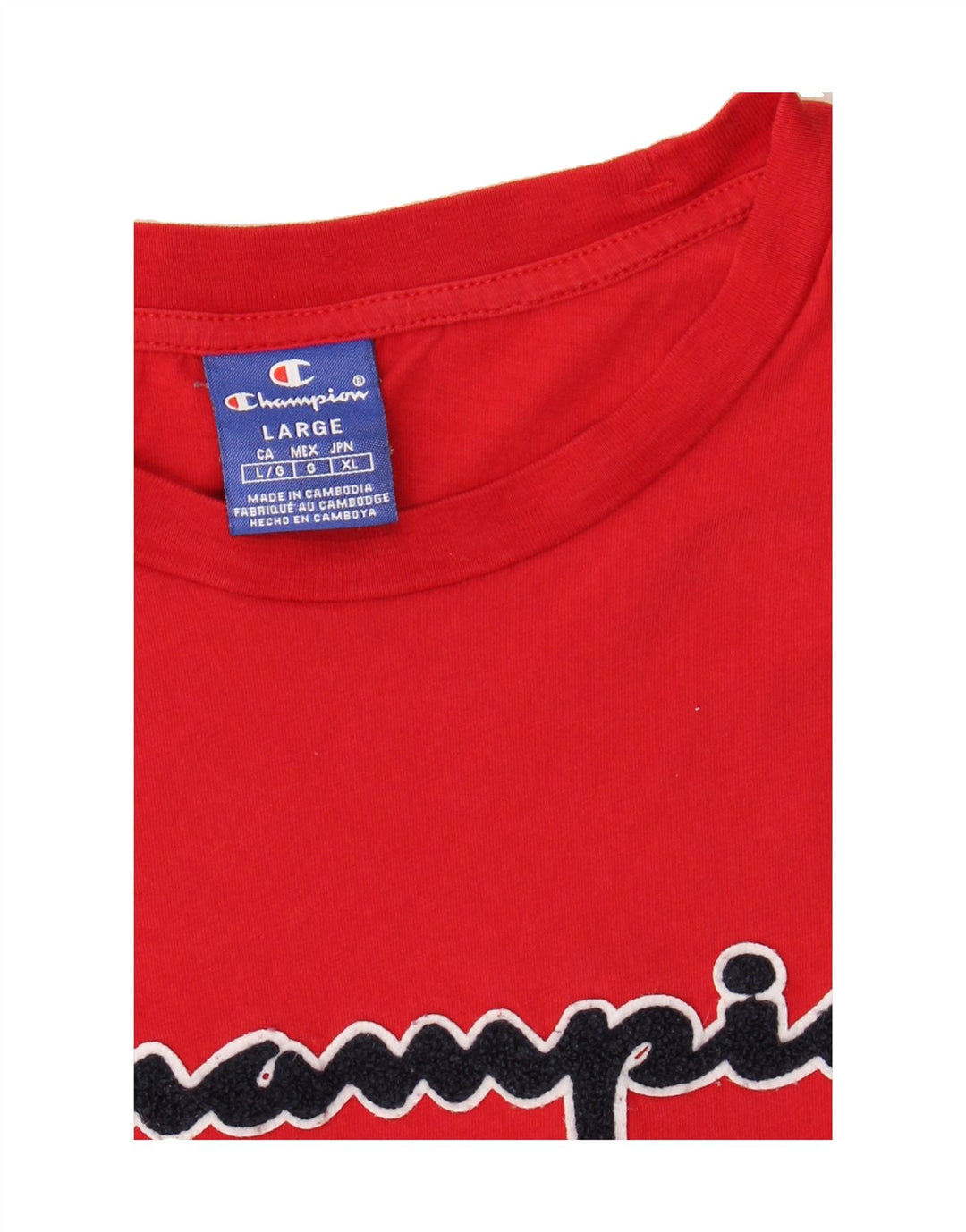CHAMPION Mens Graphic T-Shirt Top Large Red Vintage Champion and Second-Hand Champion from Messina Hembry 