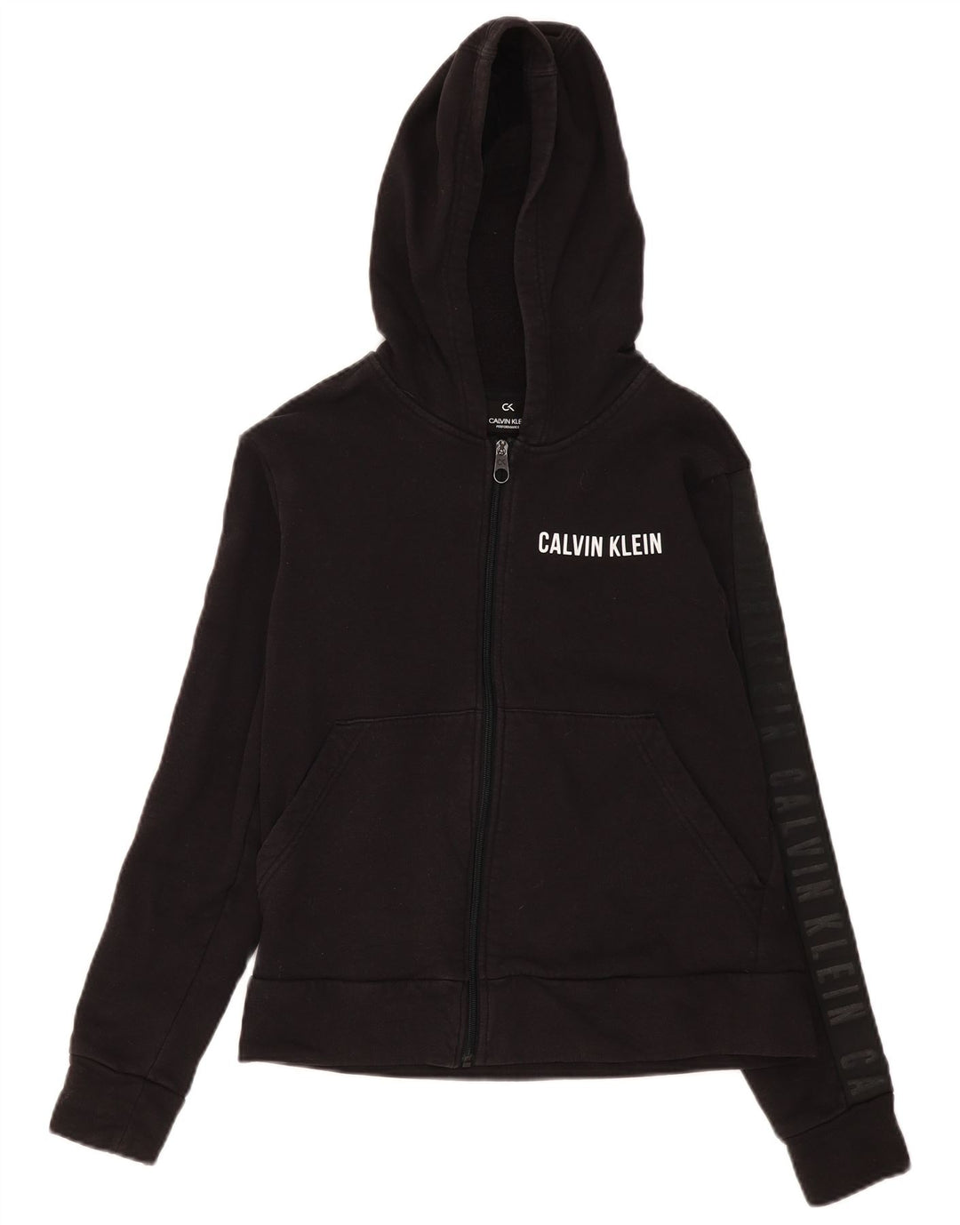 Γυναικείο πουλόβερ Calvin Klein Performance Zip Hoodie UK 14 Medium Black