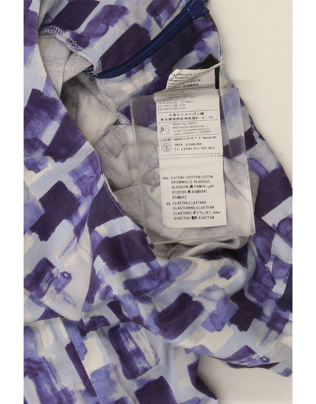 Γυναικείο φόρεμα Benetton UK 10 Small Blue Check Cotton