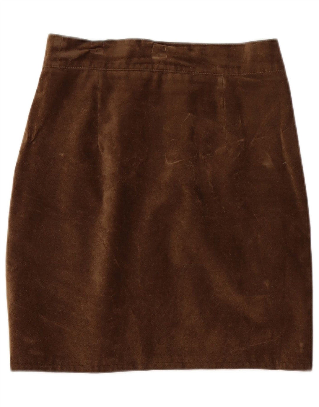 Vintage Γυναικεία Suede Pencil Φούστα W26 Μικρή Καφέ