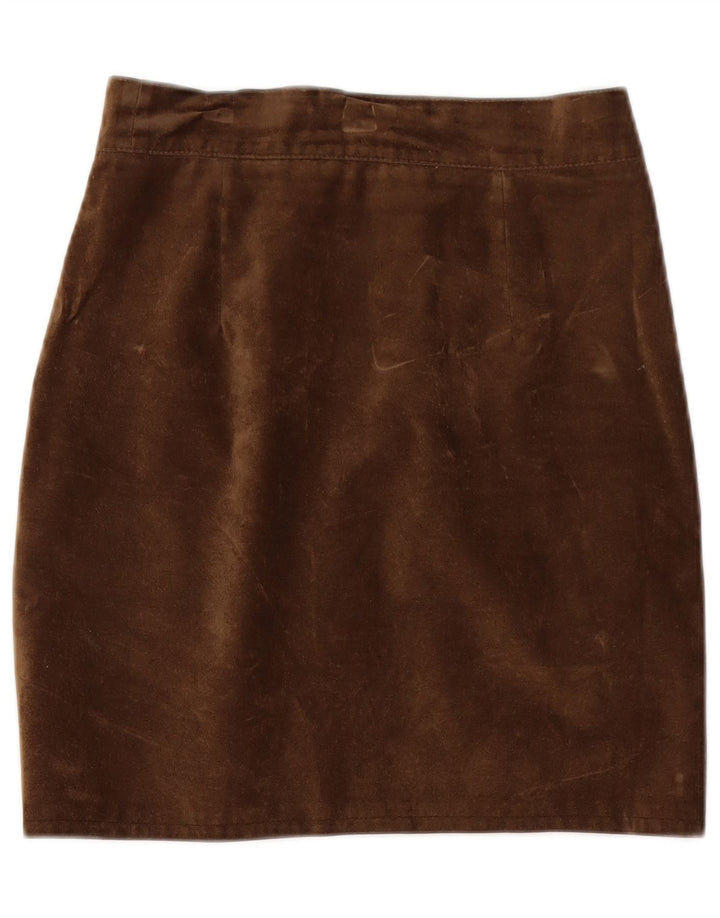 Vintage Γυναικεία Suede Pencil Φούστα W26 Μικρή Καφέ