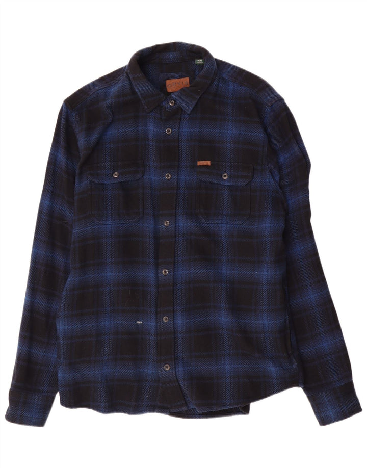 Ανδρικό φανελένιο πουκάμισο Orvis XL Navy Blue Check Cotton