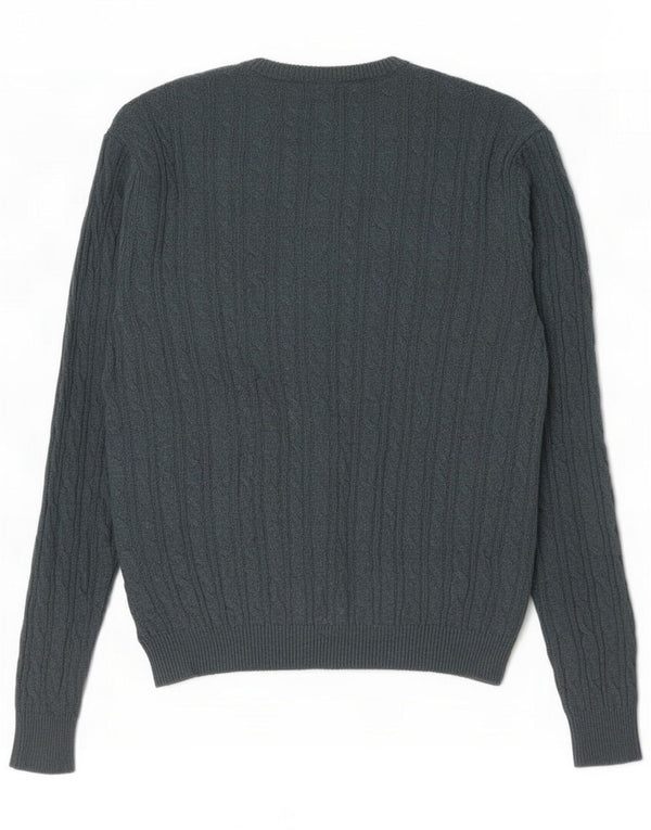 Jack Wills Ανδρικό πουλόβερ με λαιμόκοψη με λαιμόκοψη μέτριο πράσινο μαλλί Merino