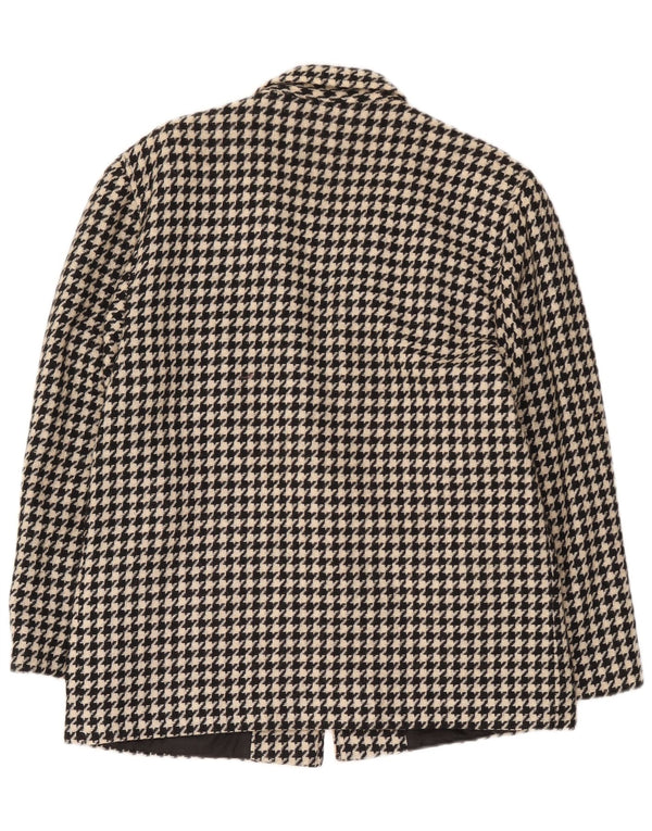 Vintage γυναικείο σακάκι 1 κουμπιού Blazer UK 14 Medium Black Houndstooth