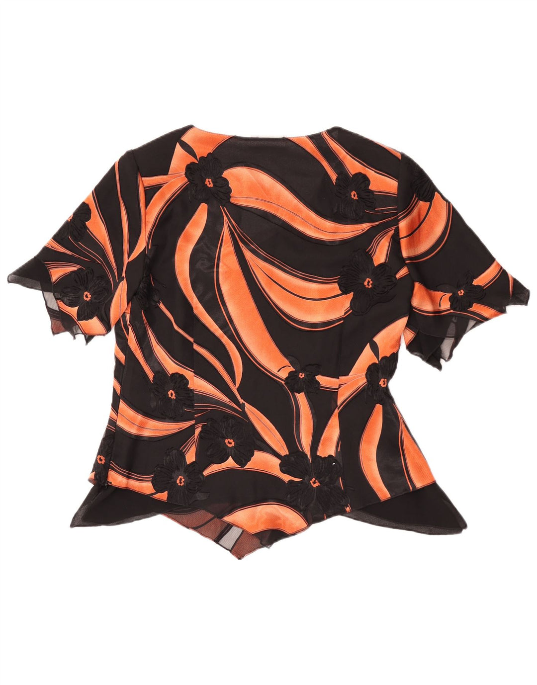 Hermann Lange Γυναικεία ασύμμετρη μπλούζα Top EU 38 Medium Black Floral Rayon