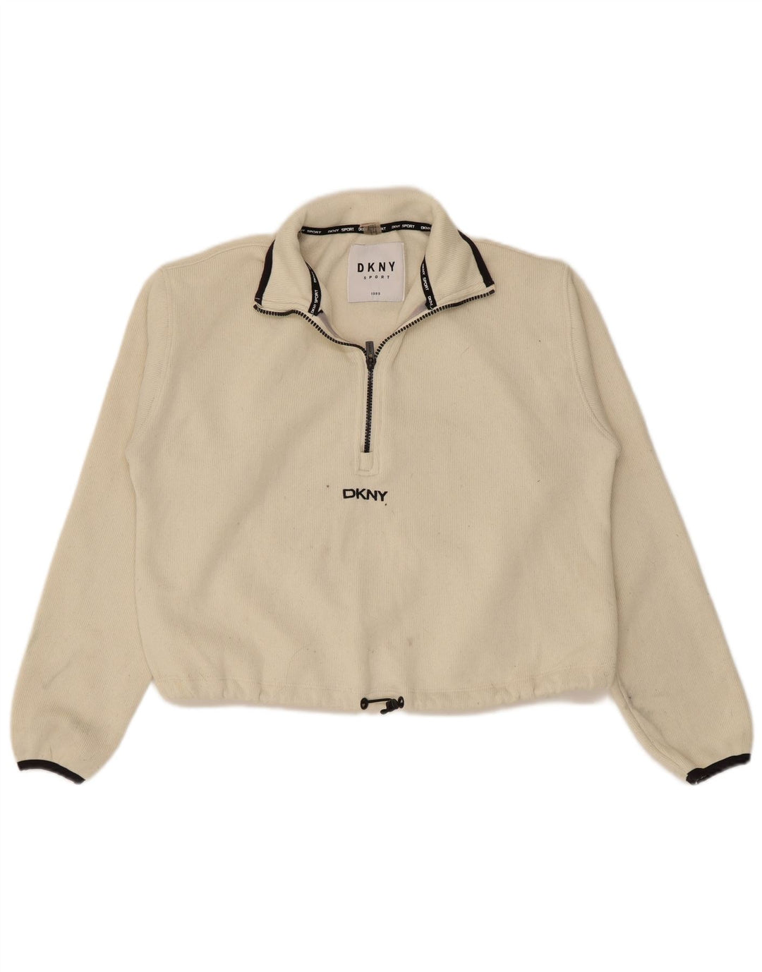 Dkny γυναικεία φούτερ με φερμουάρ 1/4 Jumper UK 6 XS Off White Polyester