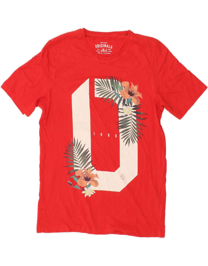 JACK & JONES Mens Graphic T-Shirt Top Small Red Cotton Vintage Jack & Jones and Second-Hand Jack & Jones from Messina Hembry 