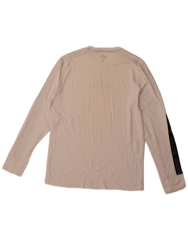 HOLLISTER Ανδρικό γραφικό τοπ μακρυμάνικο μεγάλο λευκό χρώμα, βαμβακερό