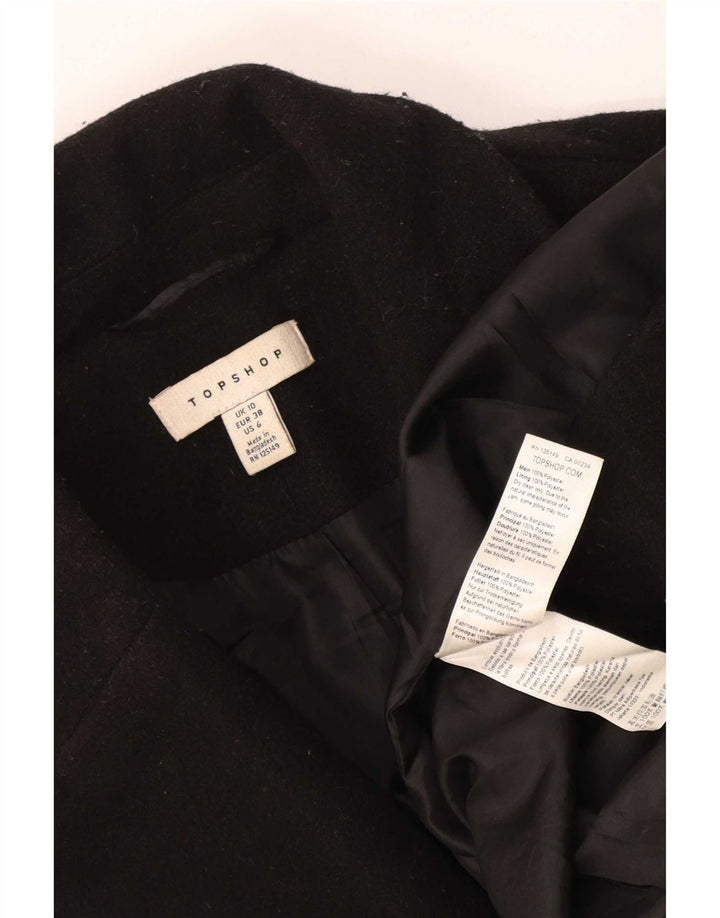 Topshop Γυναικείο παλτό με διπλό στήθος UK 10 Small Black Polyester