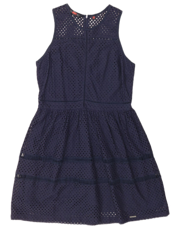 Superdry γυναικείο αμάνικο φόρεμα A-Line UK 14 Large Navy Blue Nylon
