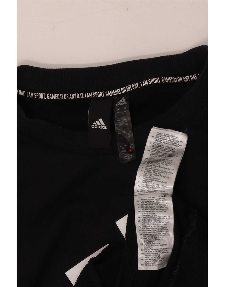 Ανδρικό γραφικό φούτερ Adidas, μεσαίο μαύρο βαμβακερό