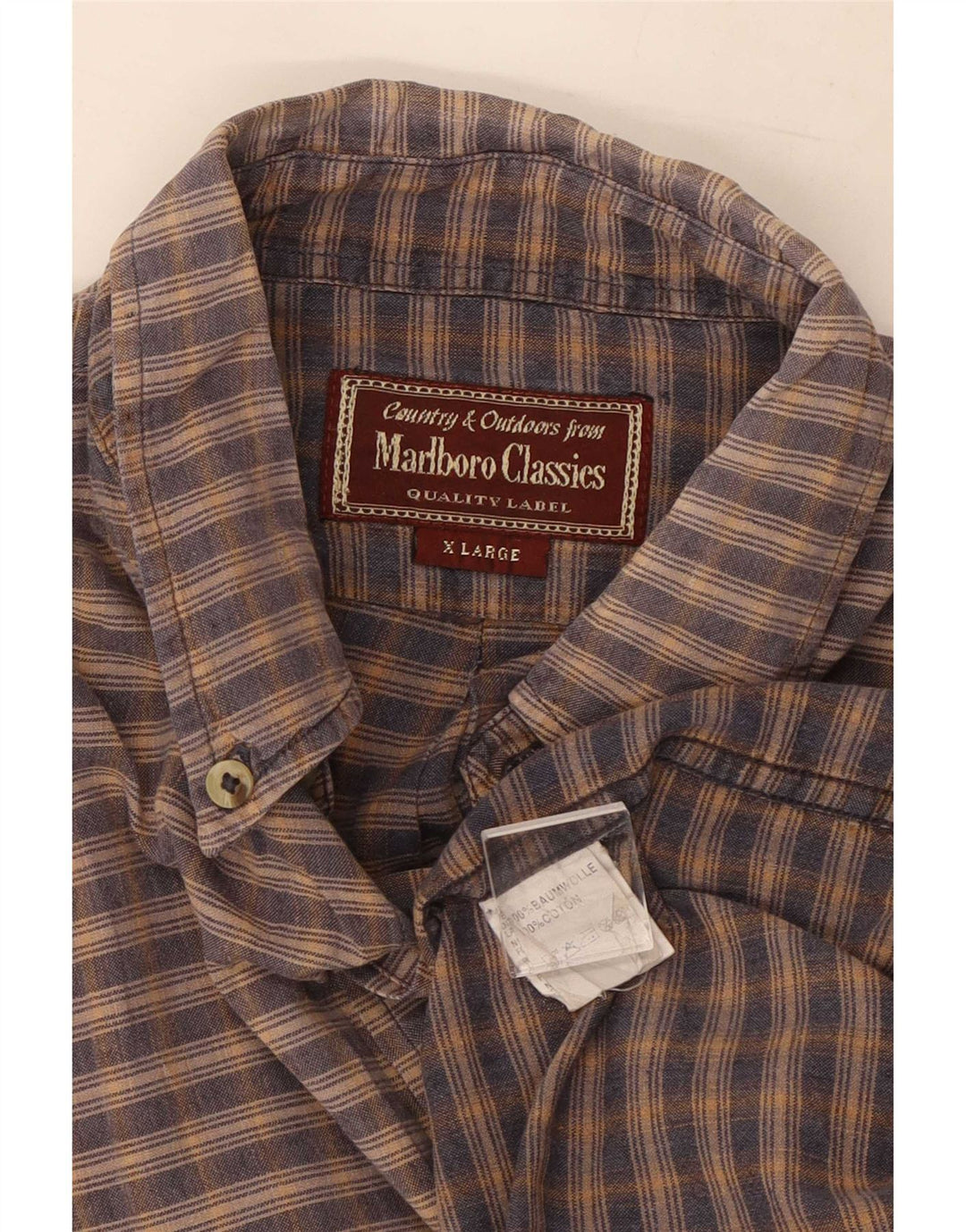Ανδρικό πουκάμισο Marlboro Classics XL Καφέ βαμβακερό Gingham