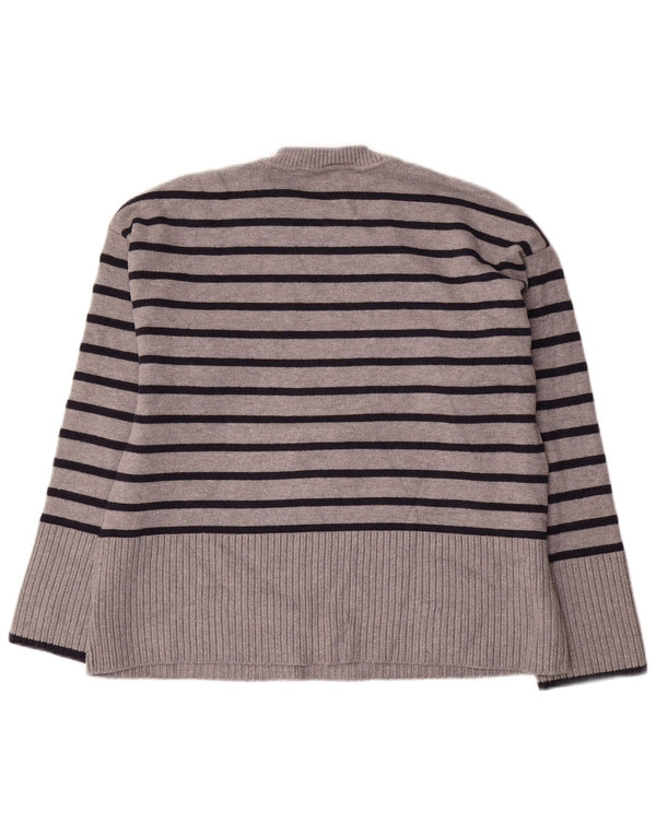 Zara γυναικείο πουλόβερ υπερμεγέθη Crew Neck Jumper UK 10 Small Grey ριγέ