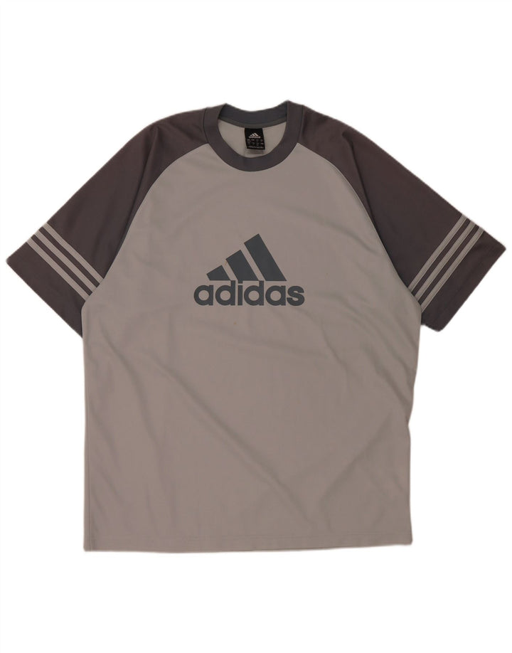 Ανδρικό γραφικό T-shirt ADIDAS Climalite Top UK 42/44 Large Grey Colourblock