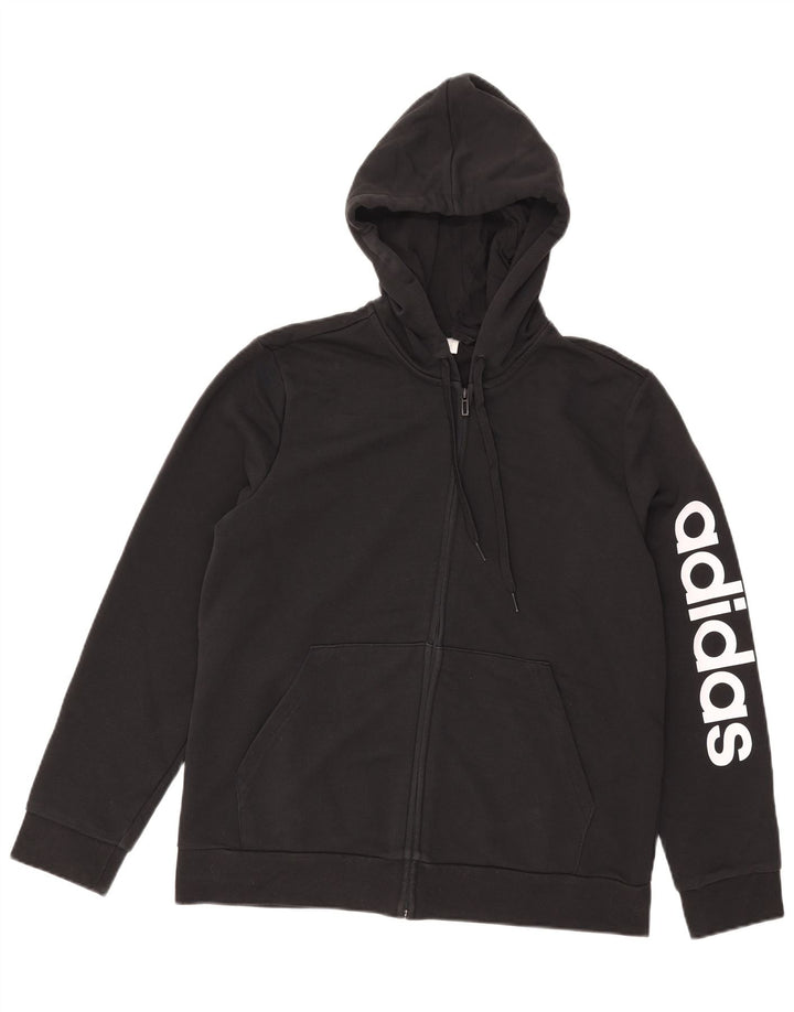 Ανδρικό πουλόβερ με κουκούλα με φερμουάρ Adidas μεγάλο μαύρο