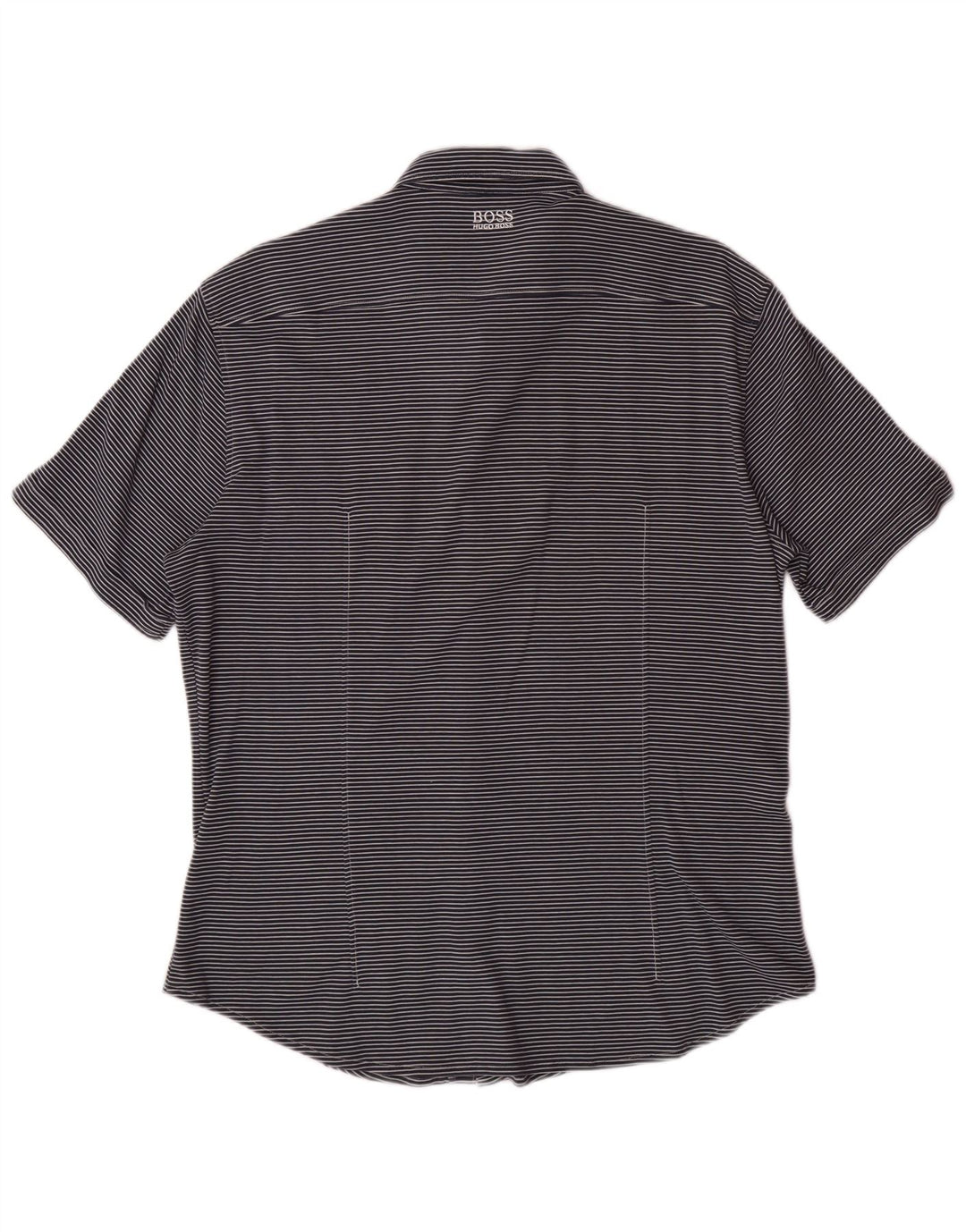 HUGO BOSS Ανδρικό κοντομάνικο πουκάμισο με λεπτή εφαρμογή Μεγάλο μπλε ναυτικό ριγέ